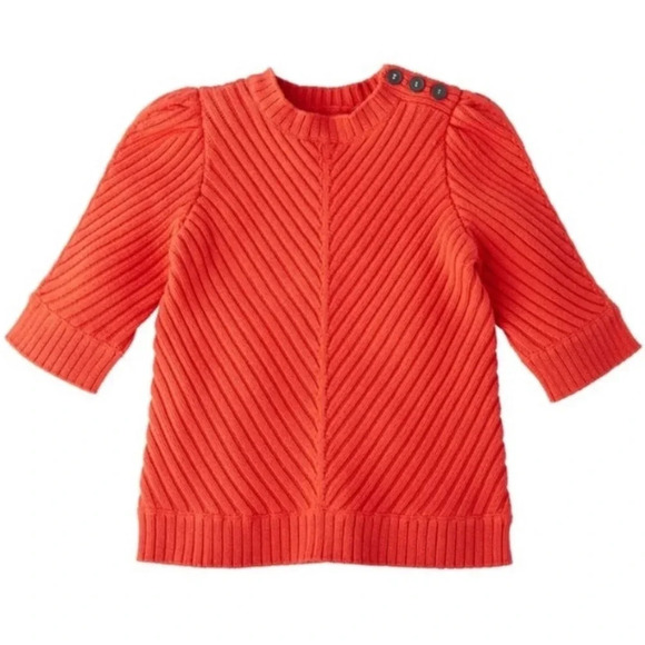 REBECCA TAYLOR La Vie Ribbed Short Sleeve Valentines Day Date Night Red Sweater - Picture 9 of 10